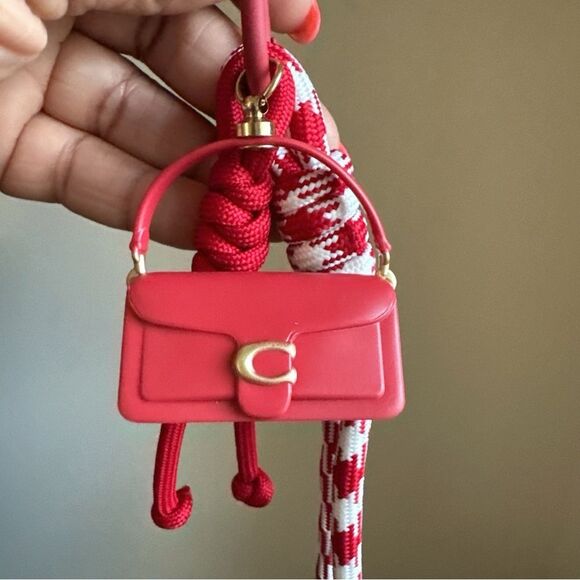 2025 Coach Tabby Lunar Bag Charm Red Key Ring KeyChain - Picture 1 of 3